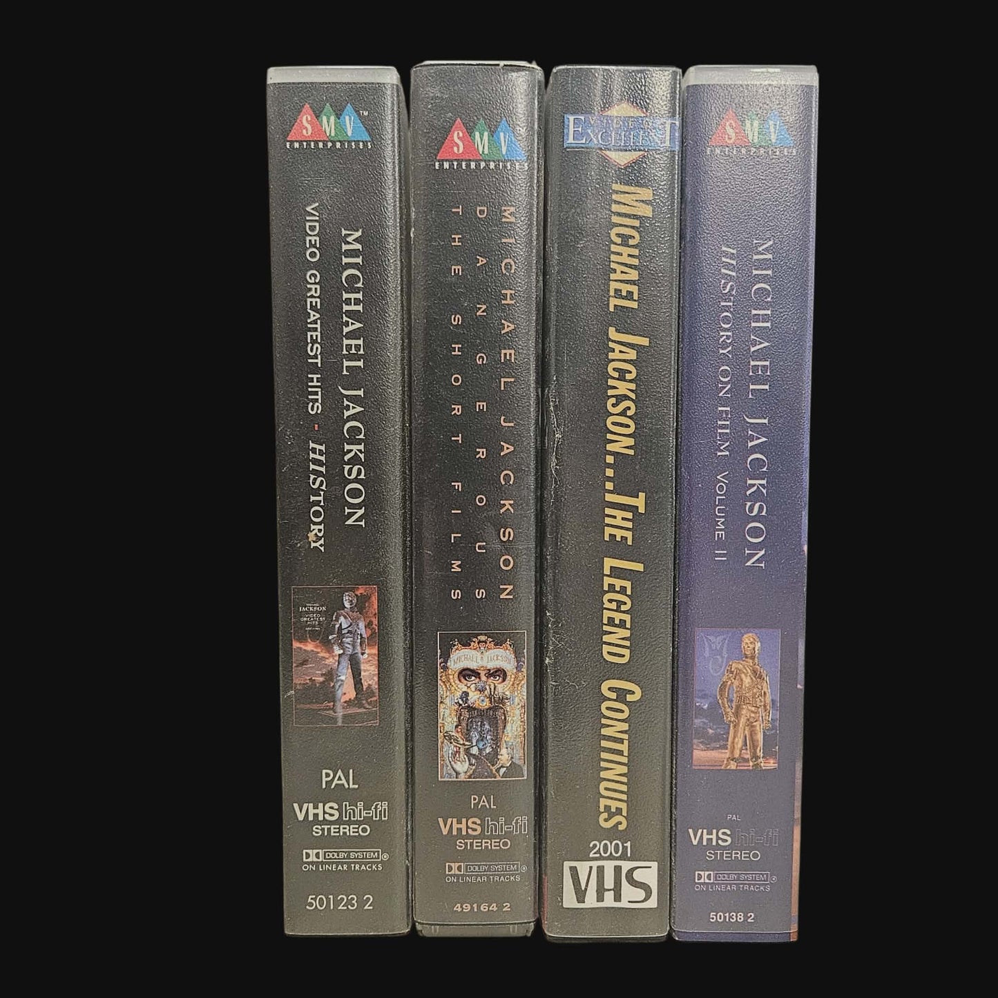 Collection complète de cassettes VHS vintage de Michael Jackson (4 cassettes, Benelux 1988-2001)