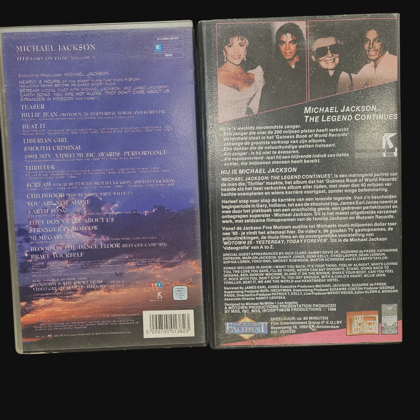 Collection complète de cassettes VHS vintage de Michael Jackson (4 cassettes, Benelux 1988-2001)