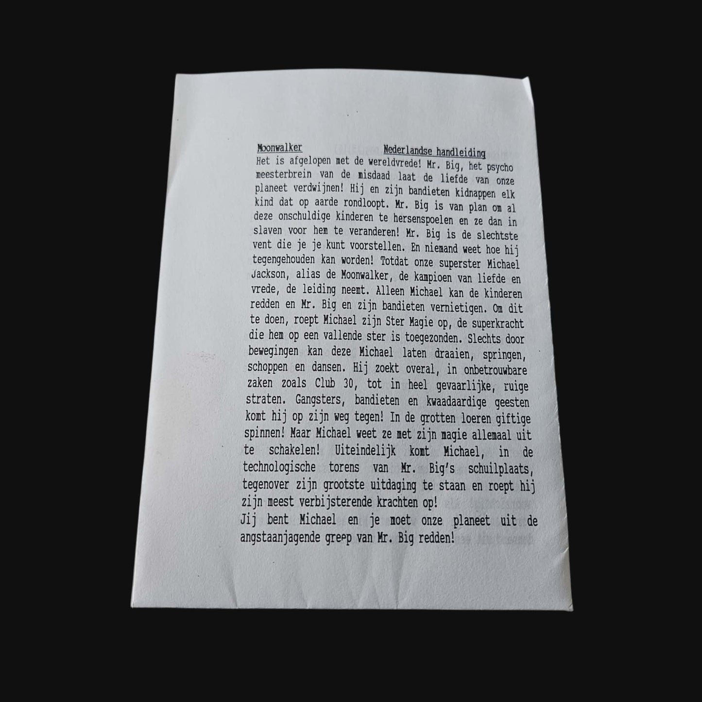 Michael Jackson’s Moonwalker (1990) – Sega Master System – Complete Set + Extra’s – PAL