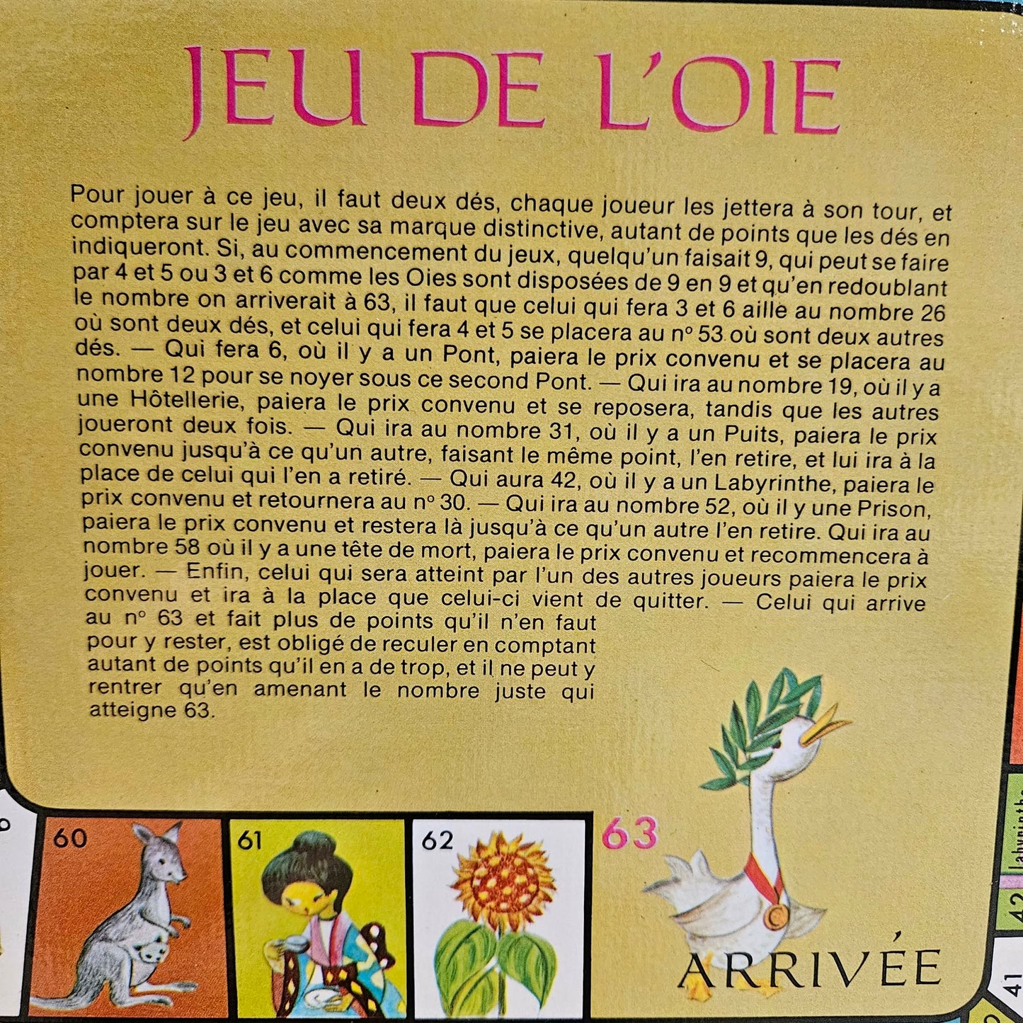 Vintage Wooden Game Board – Jeu de l'Oie + Chess/Draughts